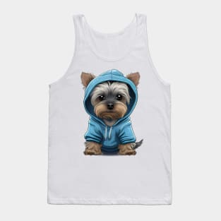 Yorkshire Terrier Wearing a Hoodie Tank Top